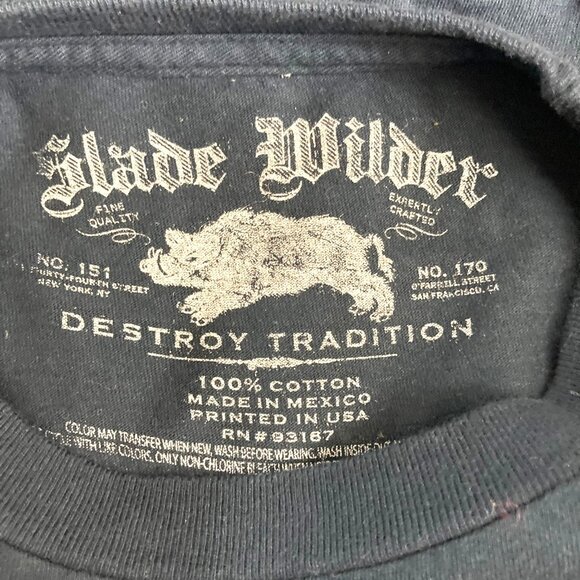 Slade Wilder Destroy Tradition Retro Y2K Style Shirt Mens Medium M Skull Blue - Picture 3 of 11